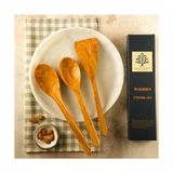 HBMB Store El Yapımı Zeytin Ağacı Mutfak Seti – 3 Parça Doğal Ahşap Kaşık ve Spatula Seti | 30 cm - 0,5 x 7 cm