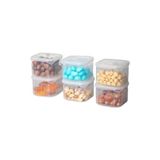 HBMB Store Erzak Saklama Kabı Sızdırmaz Kapak 6'lı Set Şeffaf -(Ölçü Kabı Hediyeli)