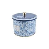 HBMB Store Evle-Azulejos Desenli Yuvarlak Metal Saklama Kabı 14 Cm, Erzak Kabı - Organizer Kutu 17,5 cm x 13 cm (Azulejos Hello)