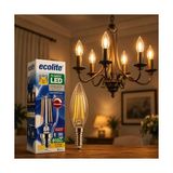 HBMB Store Filament LED Mum Ampul E14 Duy 6W 810 Lümen Dim Edilebilir 2700K Sarı Işık Şeffaf Dekoratif Vintage Ampul 60W Eşdeğer C35 Candle Series (3) - Altın