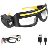 HBMB Store Hareket Sensörü ve Dokunmatik Kontrollü LED Koruycu Güvenlik Gözlük, Gece Koşusu, Kamp, Balıkçılık, Bisiklet, Yürüyüş, Kitap Okuma Eller Serbest Aydınlatma Için 5 Modlu USB C Işıklı (Sarı)
