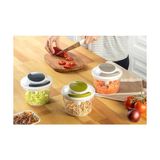 HBMB Store Ipli El Rondosu, Manuel Doğrayıcı, Paslanmaz Çelik Üçlü Bıçak, 700 ml Şeffaf Kase, Ergonomik Tasarım, 13,2 x 13,2 x 11,3 cm (Siyah) - Ahşap - Beyaz