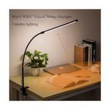 HBMB Store LED Masa Lambası – 12W USB Güç Girişli, Esnek Kol, Klipsli Tasarım, 3 Renk Sıcaklığı (2800K/4200K/6000K), Kısılabilir Dimmer Anahtarlı | Siyah 555
