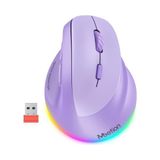 HBMB Store Meetıon Ergonomik Fare, Kablosuz Dikey Fare Rgb Arkadan Aydınlatmalı Şarj Edilebilir Fare, Bluetooth (5.2 + 3.0) ve Usb-A Usb-C Adaptörlü 4 Ayarlanabilir Dpı Uyumlu Mac/windows/andriod/pc/tablet/ipad