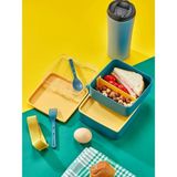 HBMB Store Mhk Prime Pratik ve Şık Beslenme Kutusu 2 Katlı Bölmeli, Kaşıklı ve Çatal Setli, Taşınabilir Gıda Saklama Kabı Yeşil - 0,5 x 7 cm