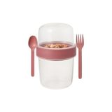 HBMB Store Pembe Saklama Kabı – 2 Katlı Taşınabilir Yemek Kabı, Kaşık ve Çatal Dahil 18X10 cm - 0,5 x 7 cm