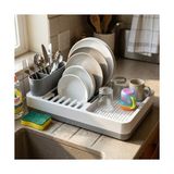 HBMB Store Tezgah Üstü Bulaşık Kurutmalık, Çok Bölmeli Tabak ve Bardak Düzenleyici, Kaşıklıklı Mutfak Organizer 42 cm - 0,5 x 7 cm