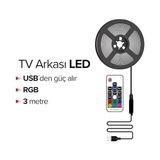 HBMB Store Tv Arkası Animasyonlu Rgb Şerit LED Seti Kumandalı 3 Metre - Cata - 5V USB Girişli