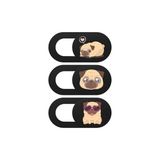 HBMB Store Webcam Cover 3 Lü Set Laptop Tablet Telefon Uyumlu Pug Köpek Desenli Kamera Kapatıcı Ultra Ince Gizlilik Koruma Slider Kapak Çok Renkli