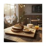 HBMB Store Yuvarlak Bambu Kesme ve Sunum Tahtası (Büyük Boy) | Antibakteriyel, Metal Kulplu Ahşap Pizza/şarküteri Tahtası 24 * 34CM