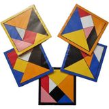 Hbnc 10 Adet 10 cm × 10 cm Tangram Zeka Oyunu – Renkli Geometrik Parçalarla Eğitici Set