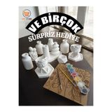 HBNC 13 Parça Dekoratif Biblo, Saksı, Mumluk ve Tabak Seti + Boyanabilir Çiçek & Hobi Malzemeleri