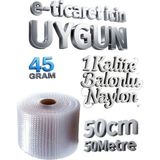 Hbnc 50 cm x 50 m 45 gr Eşya Sarma Koruma Naylonu Balonlu Ambalaj Naylonu Pat Pat Baloncuklu Havalı Pıt Pıt