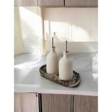 Hbnc Siyah Taştozu Gümüş Damar Desenli Yağdanlık Altlığı – Mermer Dokulu Şık Sunum Tabağı 17.5 x 9 cm