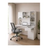 hbo Mobilya %100 MDF Kitaplıklı Çalışma Masası Dolaplı Çekmeceli Beyaz Home Office Masa 120x50x165