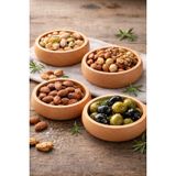 HBS Art Design 4'lü Kayın Ağacı Ahşap Çerezlik Seti - 12 cm Yuvarlak Sunum Kasesi PRA-13682786-6505