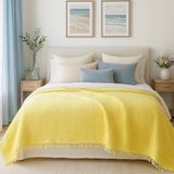 HB&Victory %100 Pamuk 4 Katlı Müslin Yatak Örtüsü Limon Sarısı Renk Tek Kişilik 160X230 Cm. 2 Adet Yastık Kılıfı 50X70 Cm. - 160 x 230 cm