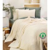 HB&Victory Muslin 4 Katlı Çift Kişilik Yatak Örtüsü 240x230 cm. %100 Pamuk Ivory Renk - 2 Adet Yastık Kılıfı 50X70 Cm. - Krem - 240 x 230 cm