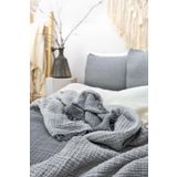 HB&Victory Müslin 4 Katlı Yatak Örtüsü Antrasit Renk Tek Kişilik Pike 160x230 cm.