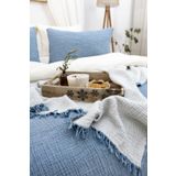 HB&Victory Müslin 4 Katlı Yatak Örtüsü Petrol Mavisi Renk Çift Kişilik Pike 240x230 cm.