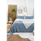 HB&Victory Müslin Tek Kişilik 4 Katlı %100 Pamuk Deniz Mavisi Renk Yatak Örtüsü 160X230 Cm. - 160 x 230 cm - Açık Mavi