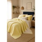 Hb&victory Müslin Yatak Örtüsü %100 Pamuk 4 Katlı Limon Sarısı Çift Kişilik 240X230 Cm. - 240 x 230 cm