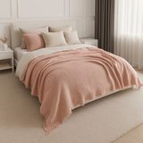 Hb&victory Müslin Yatak Örtüsü %100 Pamuk 4 Katlı Toz Pembe Renk Çift Kişilik 240X230 Cm. - 240 x 230 cm