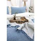 HB&Victory Müslin Yatak Örtüsü %100 Pamuk Deniz Mavisi Renk Çift Kişilik 240X230 Cm. - 240 x 230 cm - Açık Mavi