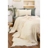 HB&Victory Müslin Yatak Örtüsü %100 Pamuk Krem Renk Çift Kişilik 240X230 Cm. - Krem - Bej - 240 x 230 cm