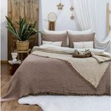 HB&Victory Müslin Yatak Örtüsü 4 Katlı Çift Kişilik 240X230 Cm. Kahverengi Renk %100 Pamuk - 2 Adet Yastık Kılıfı 50X70 Cm. - 240 x 230 cm