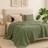 HB&Victory Waffle %100 Pamuk Premium Yatak Örtüsü Çağla Yeşili Renk Tek Kişilik 160X240 cm - 160 x 240 cm
