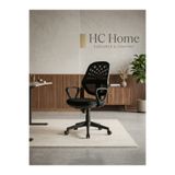 HC Home Fileli Ergonomik Çalışma Koltuğu - Siyah Ofis Ve Bilgisayar Sandalyesi-Çizilme Yapmaz Sağlam Plastik Ayaklı Çalışma Koltuğu-Terletmez File Kumaş