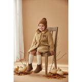 HC Kids Wear AYICIK NAKIŞLI KIZ ÇOCUK BEJ PELÜŞ KIŞLIK KABAN