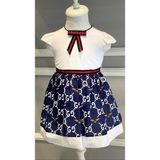 HC Kids Wear Kız Çocuk Beyaz Elbise Doğum Günü Özel Gün Elbise - 4 Yaş - Beyaz - Lacivert