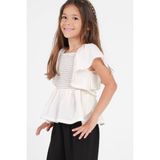HC Kids Wear Kız Çocuk Fırfırlı Bluz Pantolon Alt Üst Takım Elbise - Krem - 9 - 10 Yaş
