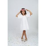 HC Kids Wear Kız Çocuk Fistolu Elbise - 5 - 6 Yaş - Beyaz