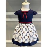 HC Kids Wear Kız Çocuk Lacivert Elbise Doğum Günü Özel Gün Elbise - 8 Yaş - Lacivet - Beyaz