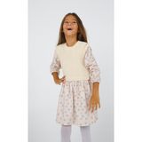 HC Kids Wear Kız Çocuk Triko Detaylı Dijital Baskılı Çiçekli Mevsimlik Elbise - 10 - 11 Yaş - Krem