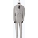 HC MEN CLASSIC Erkek Açık Gri Kırlangıç Yaka Modern Fit Kruvaze Takım Elbise - 6 Drop - 56