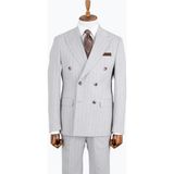 HC MEN CLASSIC Erkek Açık Gri Sivri Yaka Modern Fit Kruvaze Takım Elbise - 6 Drop - 50
