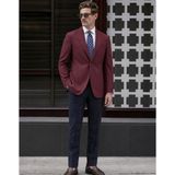 HC MEN CLASSIC Erkek Casual Ceket Modern Fit Bordo Balıksırtı Desenli - 52