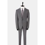 HC MEN CLASSIC Erkek Gri Mono Yaka Çizgili Comfort Fit Klasik Takım Elbise - 6 Drop - 58