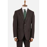 HC MEN CLASSIC Erkek Kahverengi Mono Yaka Flanel Comfort Fit Klasik Takım Elbise - 6 Drop - 52