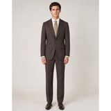 HC MEN CLASSIC Erkek Kahverengi Regular Fit Armürlü Polyamid Klasik Takım Elbise - 6 Drop - 48