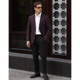 HC MEN CLASSIC Erkek Keten Casual Ceket Modern Fit Bordo Sivri Yaka - 58