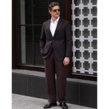 HC MEN CLASSIC Erkek Keten Casual Ceket Modern Fit Siyah Sivri Yaka - 48