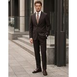 HC MEN CLASSIC Erkek Takım Elbise Comfort Fit Kahverengi Düz Gabardin - 6 Drop - 52