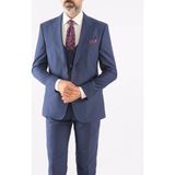 HC MEN CLASSIC Erkek Yelekli Takım Elbise Modern Fit Indigo Düz - İndigo - 6 Drop - 58