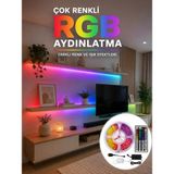 Hcc Trend 5 Metre Kumandalı Rgb LED Şerit 5050 Smd 54 Led/m Renk Değiştiren Ambiyans Aydınlatma
