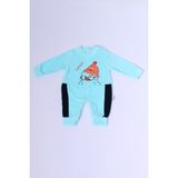 HÇM Bebek Kadife Tulum Uzun Kollu Çıtçıtlı Baskılı D5 - 6 Ay - Mavi